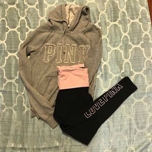 PINK sweatshirt & yoga legging set